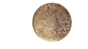 1857 Three 3 Cent Silver Trime- Fine/VF Details - Picture 1 of 2