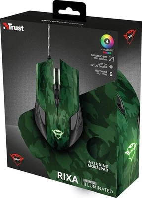 Gaming Mouse and Mouse Pad - Green Camo Trust Gaming GXT 781 Rixa Camo - Image 1 of 4