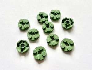 LEGO® - NUOVO - 10 Pezzi Piastra Rotonda 2x2 In Verde Sabbia #4032 - Foto 1 di 1
