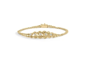 10K Yellow Gold 1/4 Cttw Round-Cut Diamond Chain Style Bracelet (H-I, I1-I2) - Picture 1 of 7