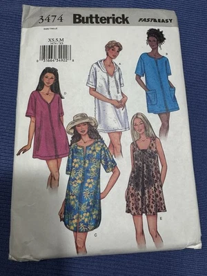 Butterick 3474 Pattern Misses' A Line XS~M Cover Up Pull Over 5 Variations UC;FF - Image 1 of 4