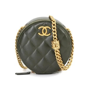 Bolso de Hombro Chanel Matelasse Cadena Redonda Cuero Verde Cartera 90298126 - Imagen 1 de 9