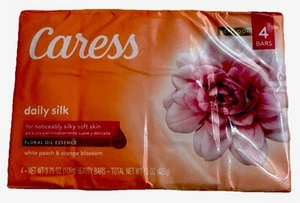 New!! 4pk Caress Daily Silk Bar Soap Floral Oil Essence - Newly Discontinued - Picture 1 of 8