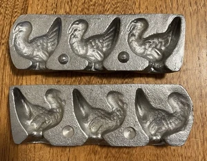 Aluminiumguss Truthahn geformt Butter Süßigkeiten Seife Form Vintage ergibt drei - Bild 1 von 3