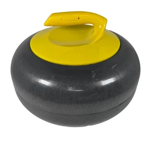 Asham Yellow Curling Rock Stone Plastic Ice Bucket 11" Wide Cooler Screw on Lid - Foto 1 di 11