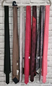 Lote De 7 Corbatas Para Hombre Negro Rojo Cachemira Geométricas Sólidas Formales Negocios - Imagen 1 de 3