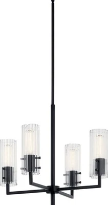 Lámpara de araña KICHLER Velestino Light negra, para vestíbulo pequeño redonda negra 4 luces Foto 1 de 4