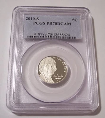 2010 S Jefferson à prova de níquel PR70 DCAM PCGS - Imagem 1 de 2