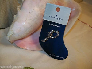 Stocking Sweater Lapel Pin NOS P Regent Square European Crystals Christmas  - Picture 1 of 1