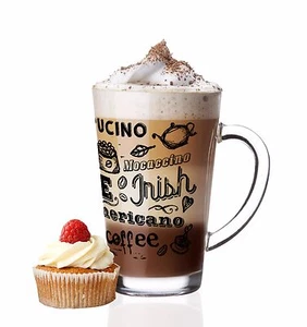 6 Latte Macchiato Gafas 300ml y 6 edelstahl-löffeln (GRATIS) kaffee-aufdruck - Imagen 1 de 2
