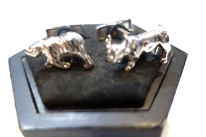 Ravi Ratan Sterling Silver Bull Bear Stock Market Wall Street Shirt Cufflinks - Picture 1 of 3