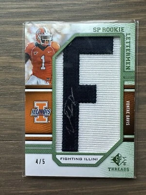 2009 SP Threads - Rookie Lettermen Auto #259 Vontae Davis /5 - "F" - Image 1 of 2