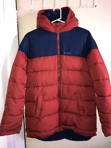 Lands’ End Boys Winter Jacket XL 18-20 Blue Red hood lined red blue parka puffer - Picture 1 of 22