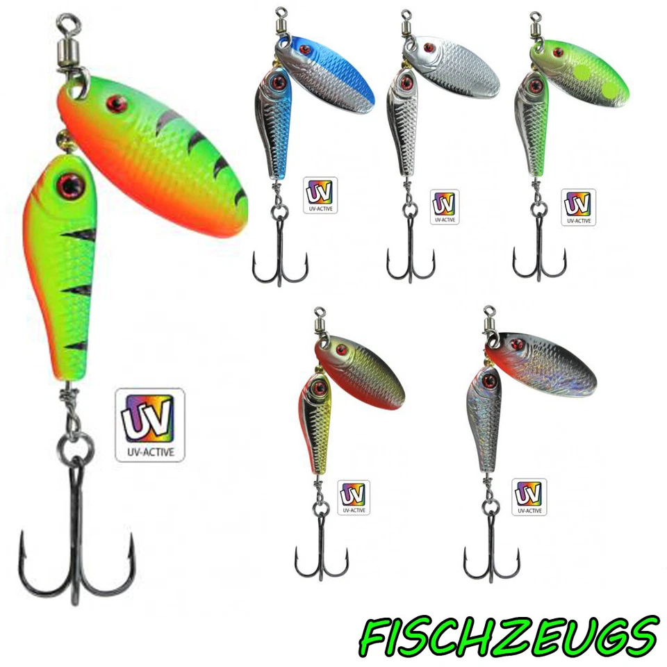 JENZI Spinner Blinker Drilling UV Aktiv Spoon Forelle Barsch Hecht Zander 3g 6g - Bild 1 von 1
