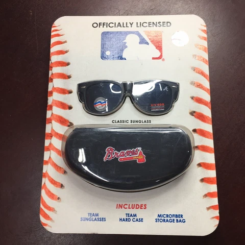 New MLB Atlanta Braves Classic Sunglasses and Case Black UV400 Protection Cover