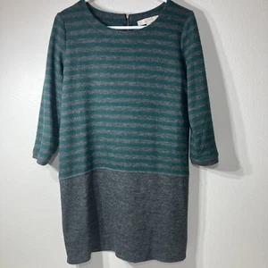 Ann Taylor Loft Women's Green Grey Striped Sweater Dress Size M - Picture 1 of 3