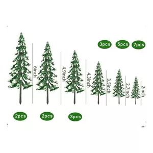 22PCS Mixed Scale Model Pine Trees Train Landscape Bedroom Office Window Diorama - Picture 1 of 14