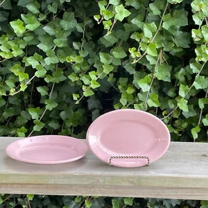 Set of 2 - 6.25" Vintage Diner Shell Pink Sterling Oval Plates Russel Wright - Picture 1 of 5