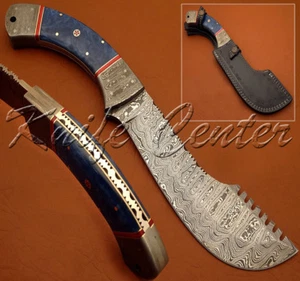 BEAUTIFUL CUSTOM HAND MADE DAMASCUS STEEL HUNTING CHOPPER SKINNER KNIFE - Foto 1 di 10