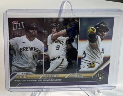 PURPLE /25 Rowdy Tellez / Brian Anderson / Garrett Mitchell - 2023 TOPPS NOW #50 - Image 1 of 2