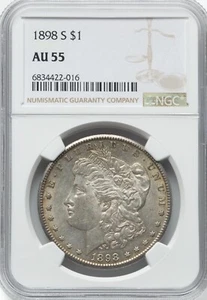 1898-S Morgan Silver Dollar - NGC AU55 - Very PQ for grade! - Picture 1 of 2