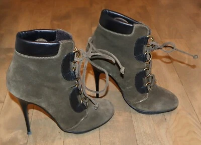Giuseppe ZANOTTI | EU 40 Suede Leather Green Lace Up Biker Booties Heels Boots - Image 1 of 4