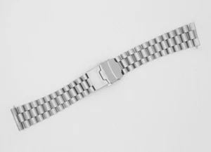 Bracciale Acciaio Massiccio Cinturino Orologio Cinturino Doppio Chiusura Fibbia per Seiko - Foto 1 di 3