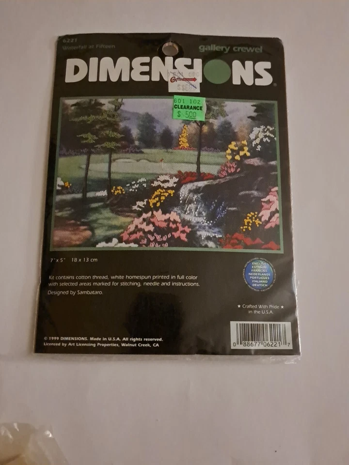 Kit de bordado vintage Dimensions Waterfall at Fifteen Scene Crewel 7" X 5" Foto 1 de 4
