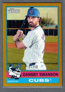 2025 Topps Heritage Dansby Swanson Gold Refractor #/50 Cubs SP - Imagen 1 de 2