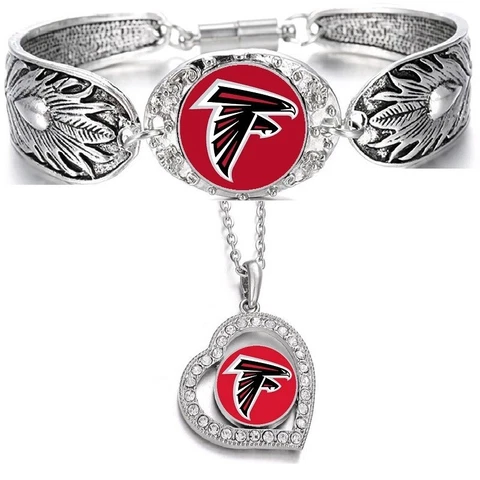 2PcSet Atlanta Falcons Gift Womens Sterling Silver Necklace Bracelet Set D3D19 Cover
