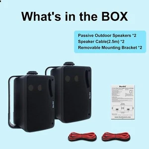 Herdio 3.5" Outdoor Passive Speakers Wired Waterproof 3 Way Wall Mount Speakers - Picture 1 of 26