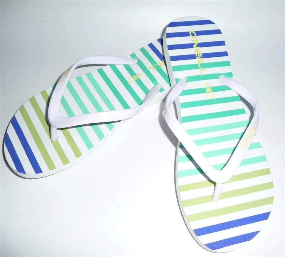 O'Neill Bondi зеленый синий полоски девочек женщин сандалии шлепанцы новый с ярлыками - Изображение 1 из 1