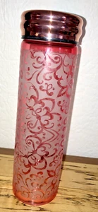 Apana Pink Etched Glass Water Bottle 20 Oz - Picture 1 of 10