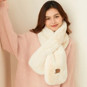 OH! Women's Warm Plush Scarves Soft Thick Scarf Faux Rabbit Fur Thermal Wraps - Picture 1 of 21