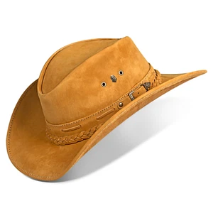 Sombrero de Vaquero Cuero Occidental Hombre Mujer Ganadero Ganadero Cuero de Vaca Vaquera Exterior - Imagen 1 de 47
