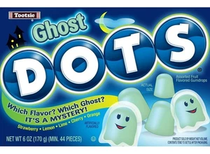 6oz/44ct TOOTSIE Candy GHOST DOTS Gumdrops Halloween Lemon Lime Cherry Orange - Picture 1 of 6