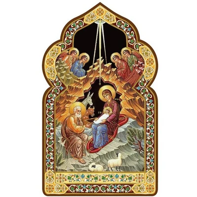Belén de Cristo Icono Iglesia Cúpula Forma Navidad Decoración Católica Ortodoxa Foto 1 de 3