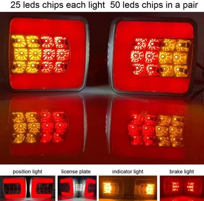 Par de luces de freno LED 12/24V NEÓN 4en1 función marca E luces traseras par... - Imagen 1 de 4