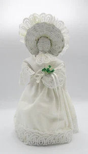 Sombrero de mano de novia de mimbre vintage raro - Imagen 1 de 5