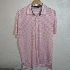 RLX Ralph Lauren Shirt Mens Large Pink/Grey Oakmont Country Club Logo Polo - Picture 1 of 5