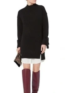 Brochu Walker Womens Tie Looker Layered Mock Neck Sweater Dress in Black XS $398 - Picture 1 of 6