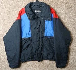 Vintage Men's Snuggler Ski Jacket Red Blue Black Colorblock Size 44 XL - Picture 1 of 6