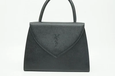 Yves Saint Laurent Vintage Handbag Trapezoid Embossed YSL Leather Black 4137h - Image 1 of 4