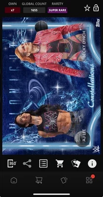 DIGITAL TOPPS WWE SLAM AJ Lee/Becky Lynch MIDNIGHT 25 SR CONSTELLATIONS Read - Image 1 of 3