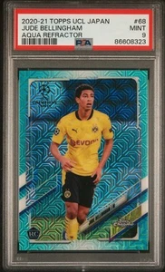 2020 TOPPS CHAMPIONS LEAGUE JPN ED AQUA REFRACTOR JUDE BELLINGHAM 91/199 PSA 9 - Picture 1 of 2