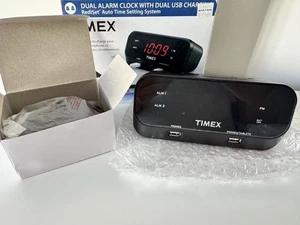 Timex Dual Alarm Clock with Dual USB Charging RediSet Auto Time Setting System - Picture 1 of 8