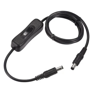 DC Cable with Switch 5.5mm x 2.1mm DC Male to Male Extension Cord 1M Black - Afbeelding 1 van 5