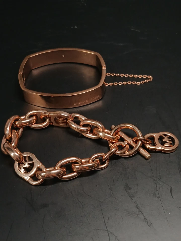 Juego de brazalete y cadena de eslabones tono oro rosa Michael Kors - 8′′/2,25′′ - 139,6 g Foto 1 de 4