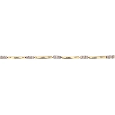 .34ctw Round Cut Diamond Bar-Link 7.25" Bracelet 14k Multi-Tone Gold 7.46 Grams - Image 1 of 4