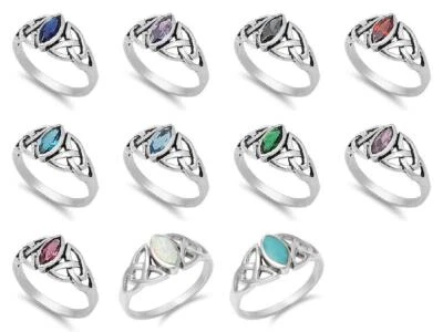 Anillo Nudo Celta Nuevo Plata de Ley .925 Banda Marquesa Irlandesa Foto 1 de 3